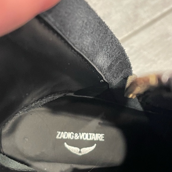 Zadig & Voltaire Leather Crystal Embellishment Moto Boots  size 6 - Picture 8 of 11